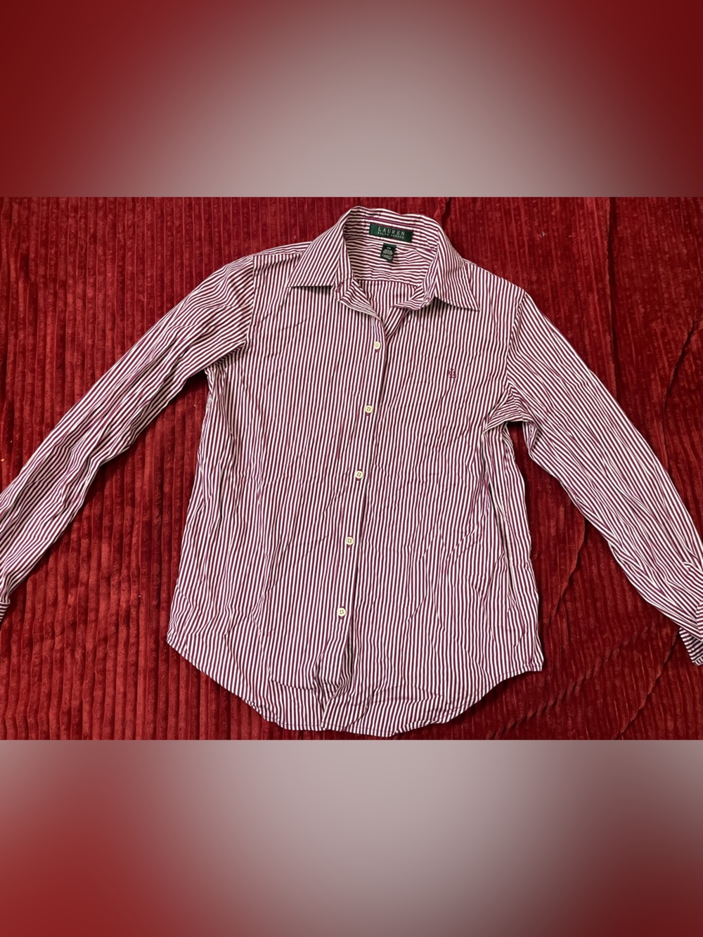Ralph Lauren Red & White Striped Men's Dress Shirt